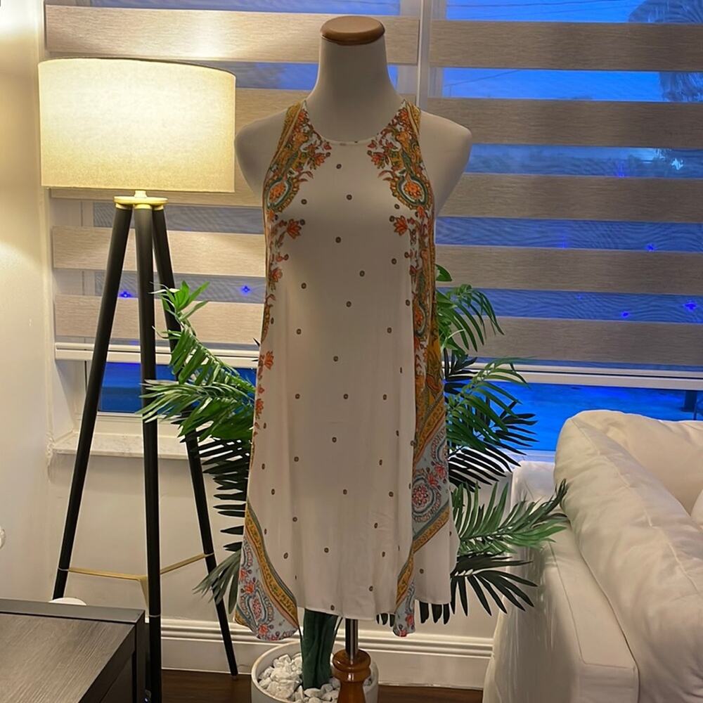 Free People Pre Loved Darjeeling printed Slit Dress in Ivory Combo.